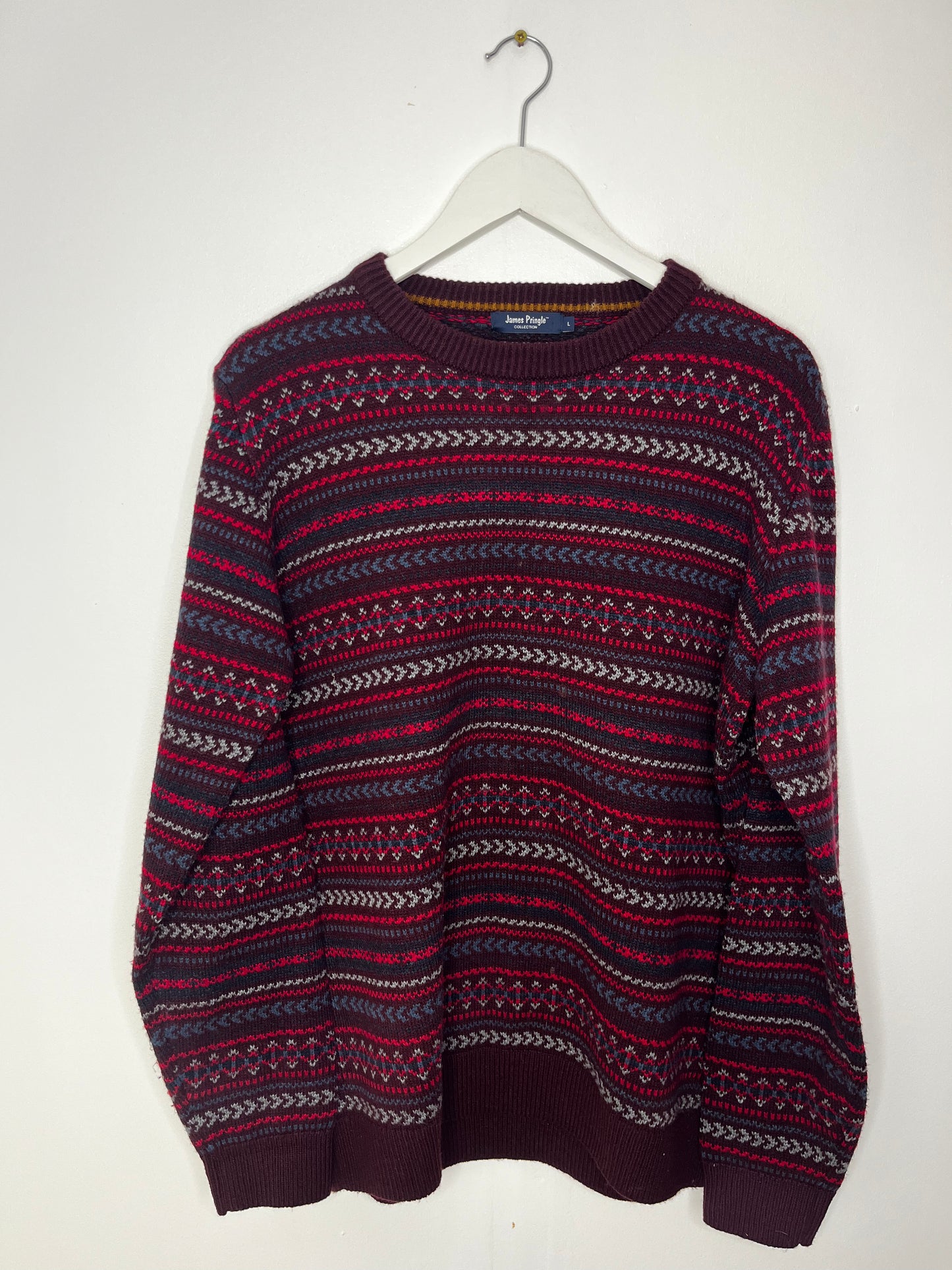 Burgundy Patterned Vintage Jumper