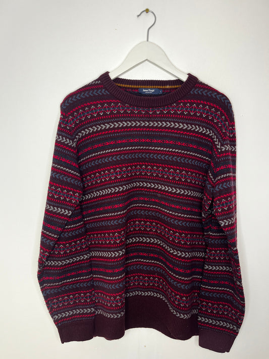 Burgundy Patterned Vintage Jumper