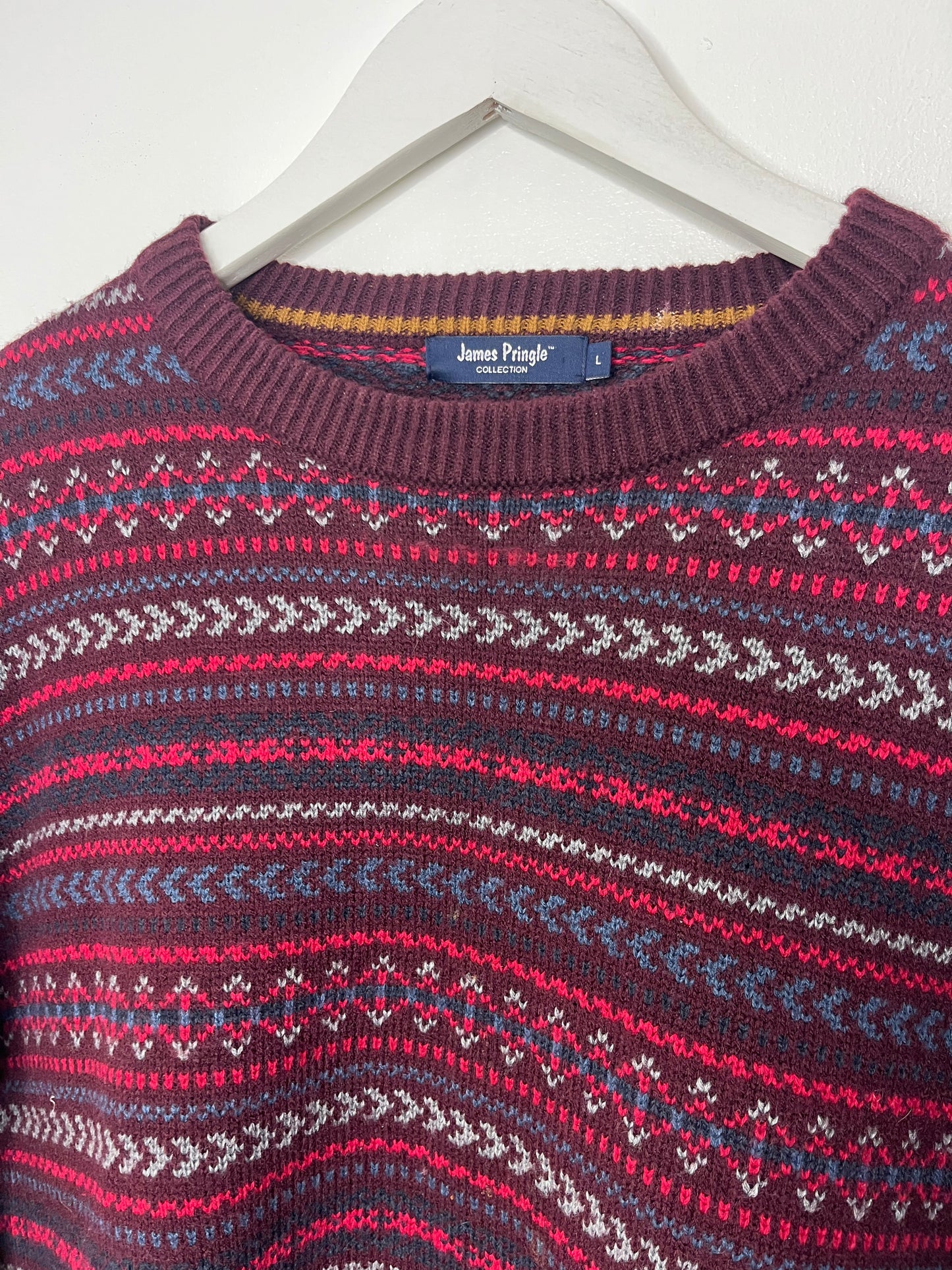 Burgundy Patterned Vintage Jumper