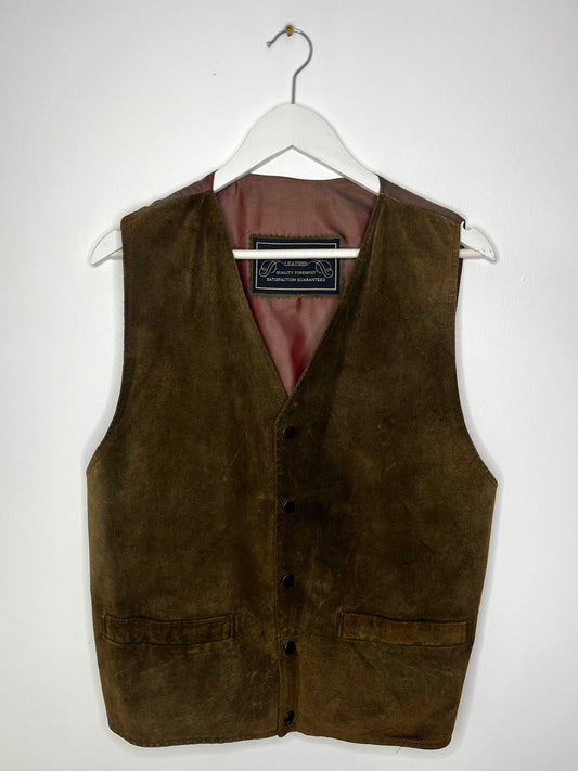 True Vintage Brown Leather Waistcoat