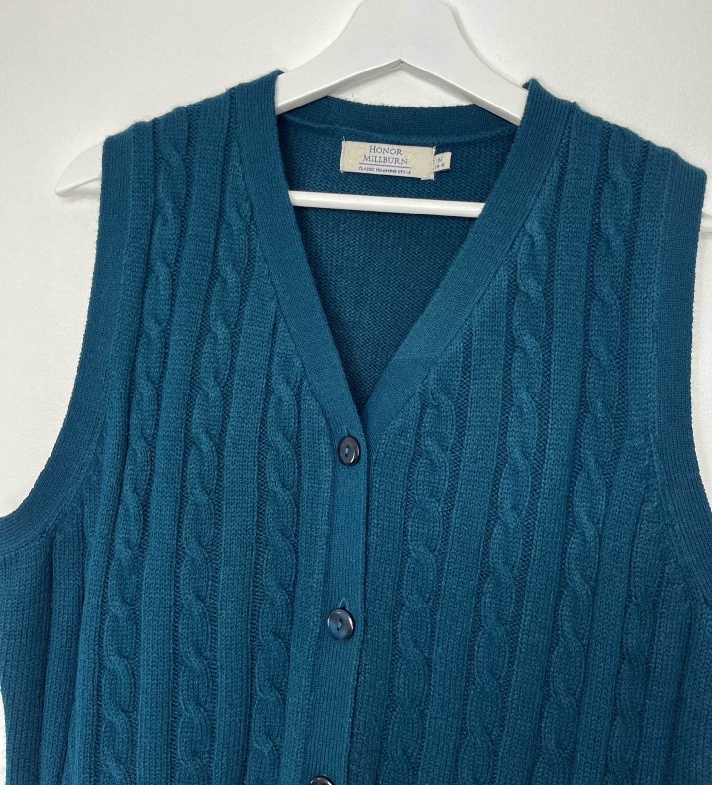 Teal Vintage Sleeveless Cardigan