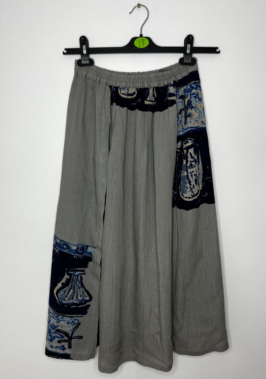 Grey Blue Split Vintage Skirt