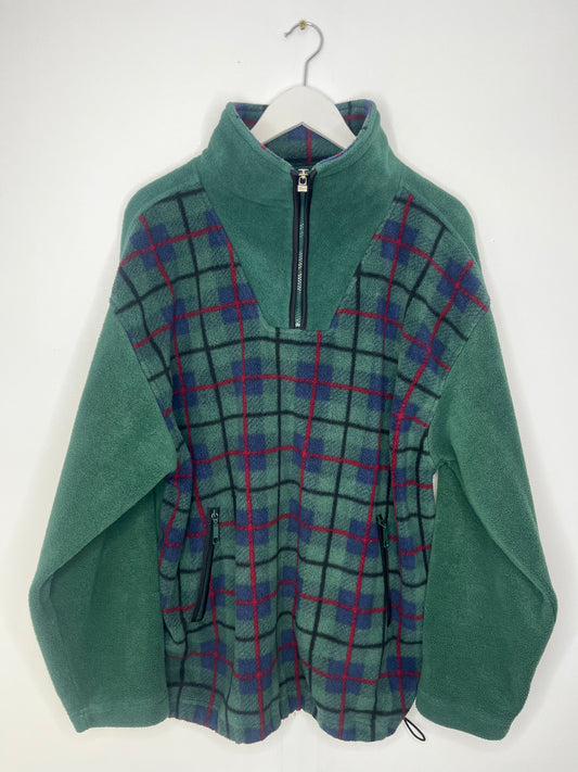 Green Vintage Quarter Zip Checked Fleece