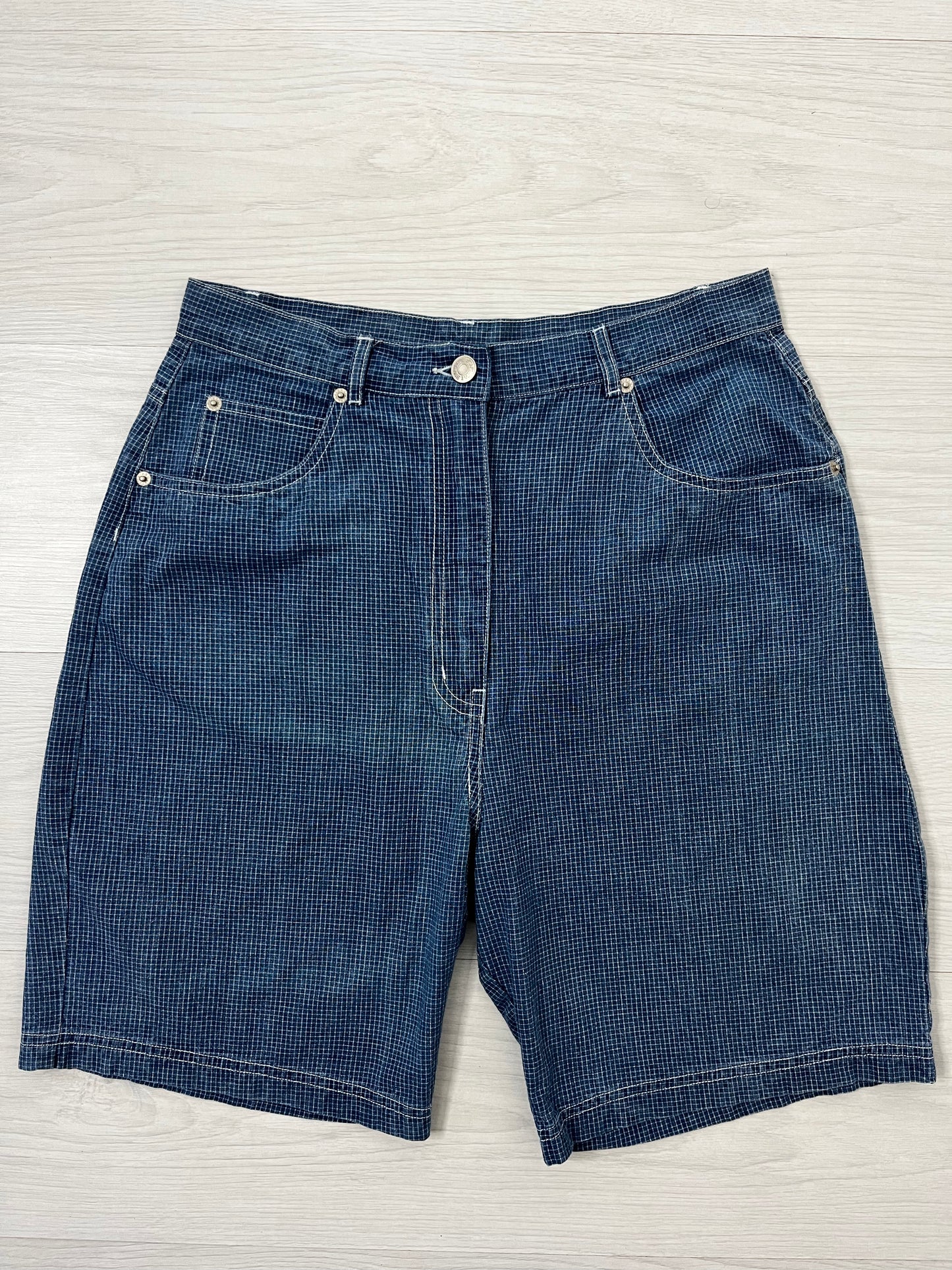 Highwaisted Blue Checked Vintage Shorts