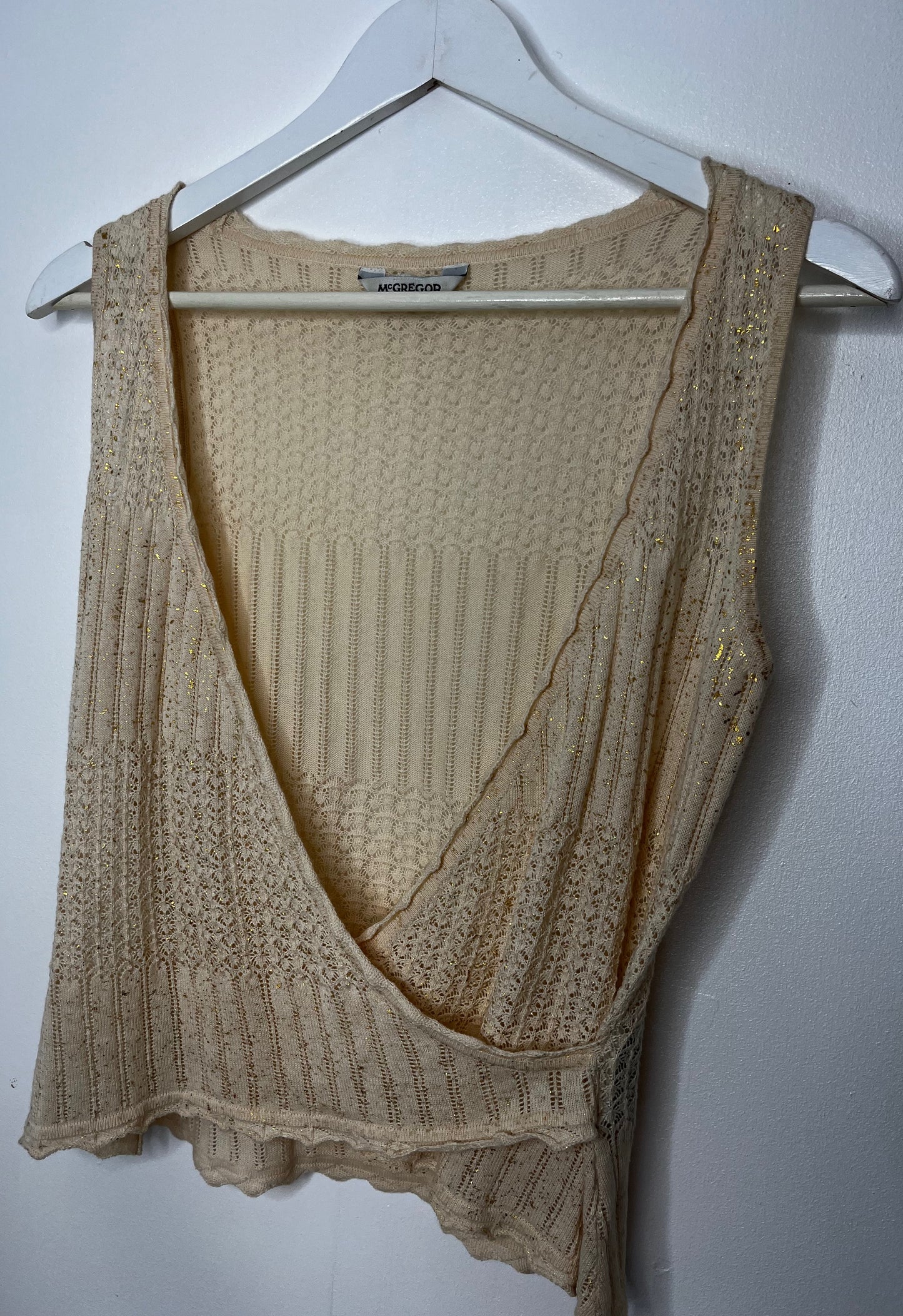 Cream Knit Low Scoop Top