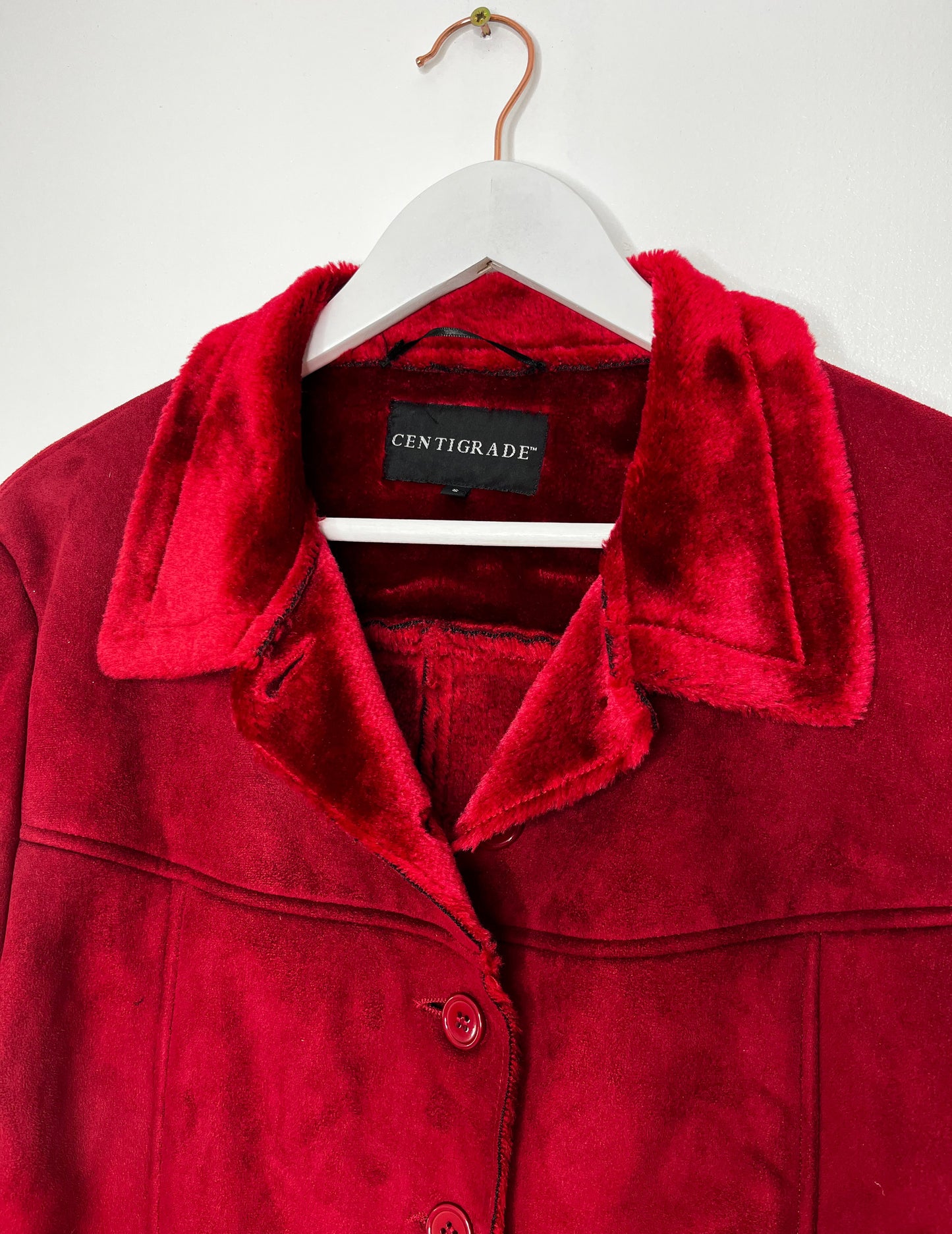 Faux Fur Lining Cherry Red Jacket