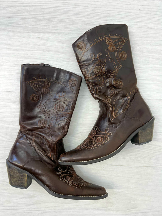 Brown Leather Cowboy Boots