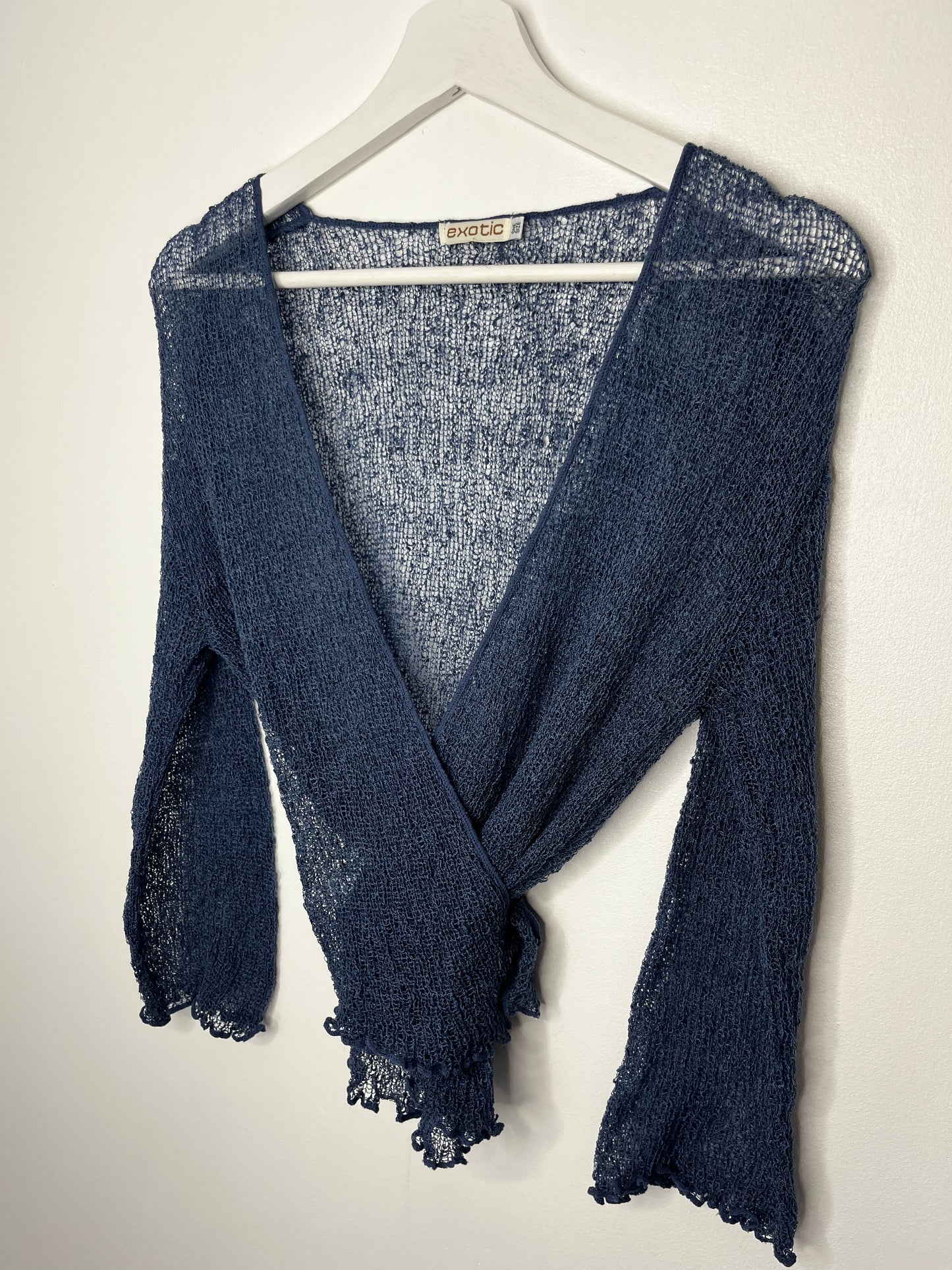 Navy Vintage Crochet Tie Cardigan