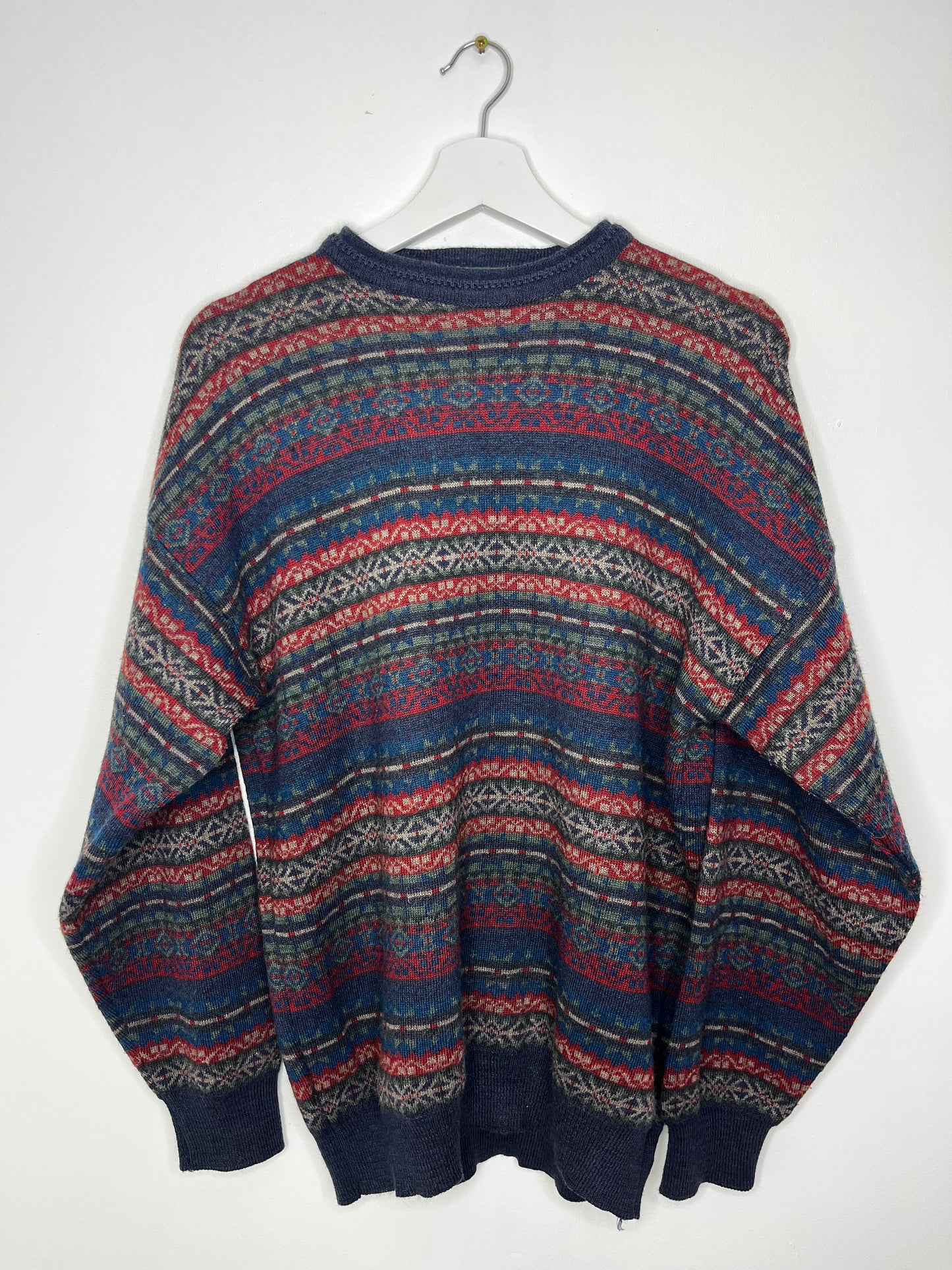 True Vintage Navy Red Patterned Jumper