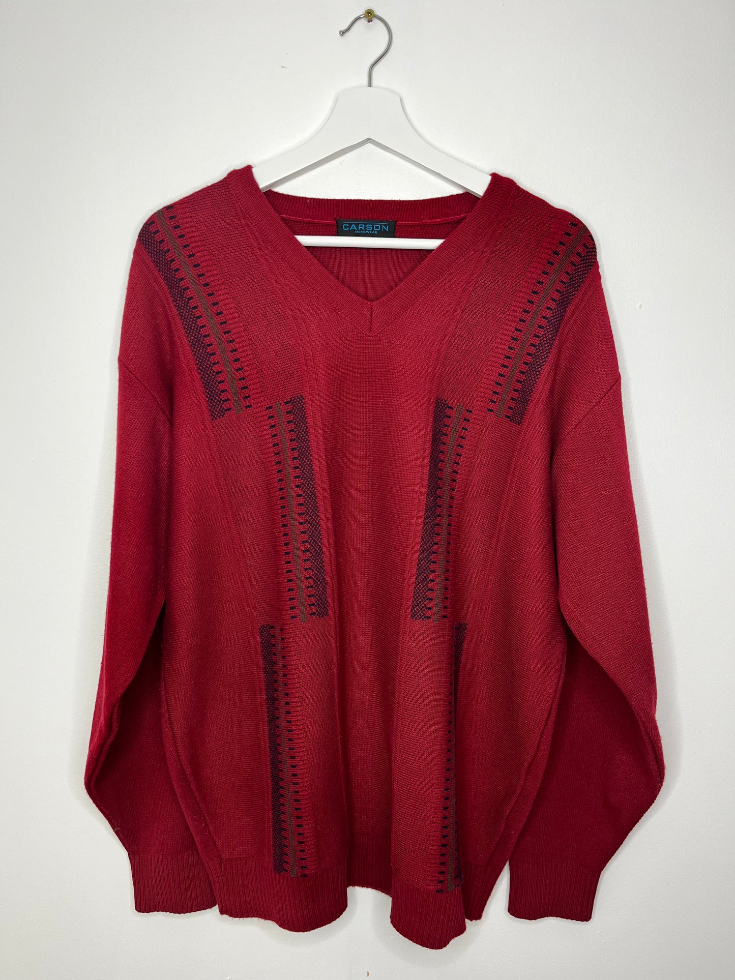 Red V Neck Vintage Jumper