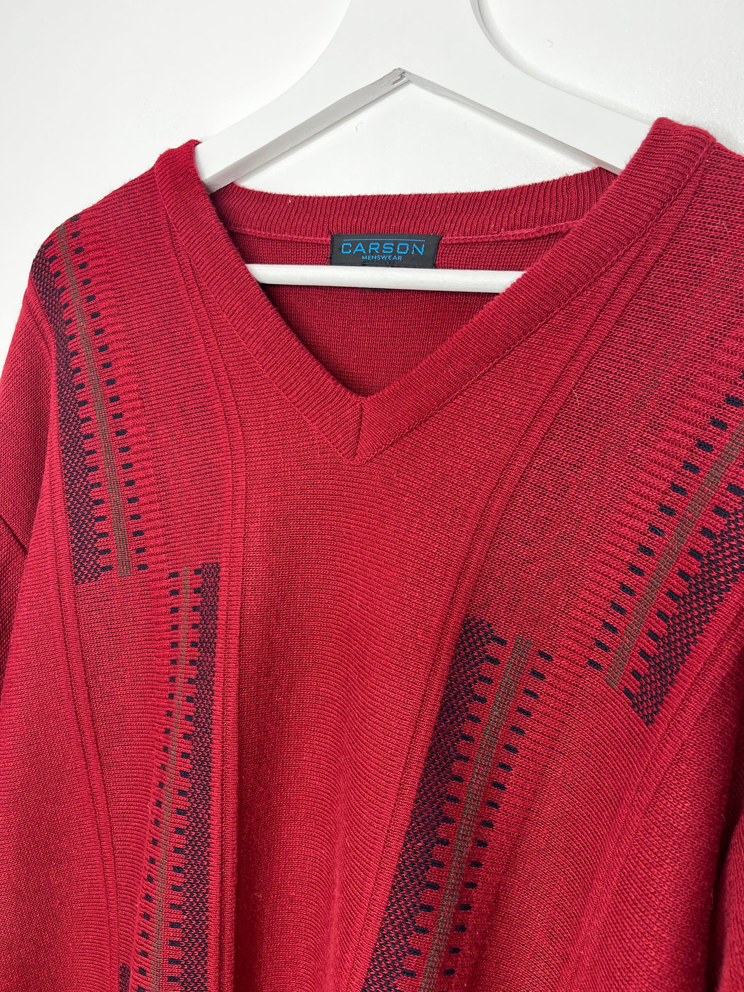 Red V Neck Vintage Jumper