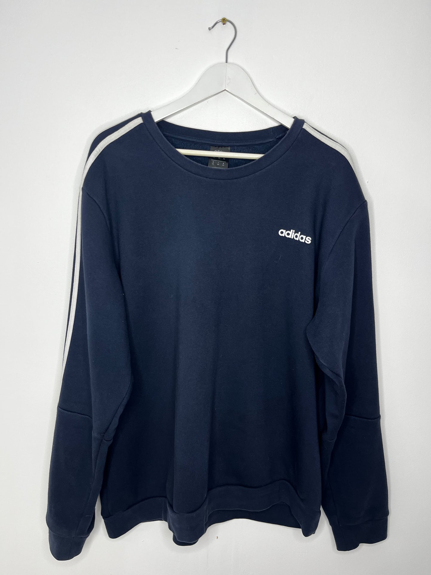 Navy Vintage Oversized Adidas Crew Neck Jumper