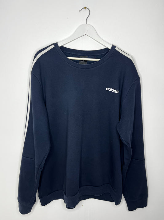 Navy Vintage Oversized Adidas Crew Neck Jumper