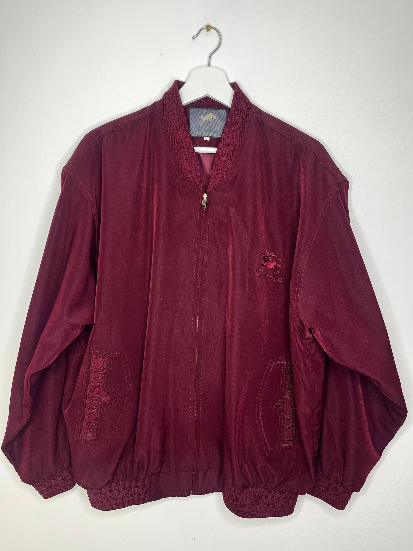 Burgundy Vintage Bomber Jacket