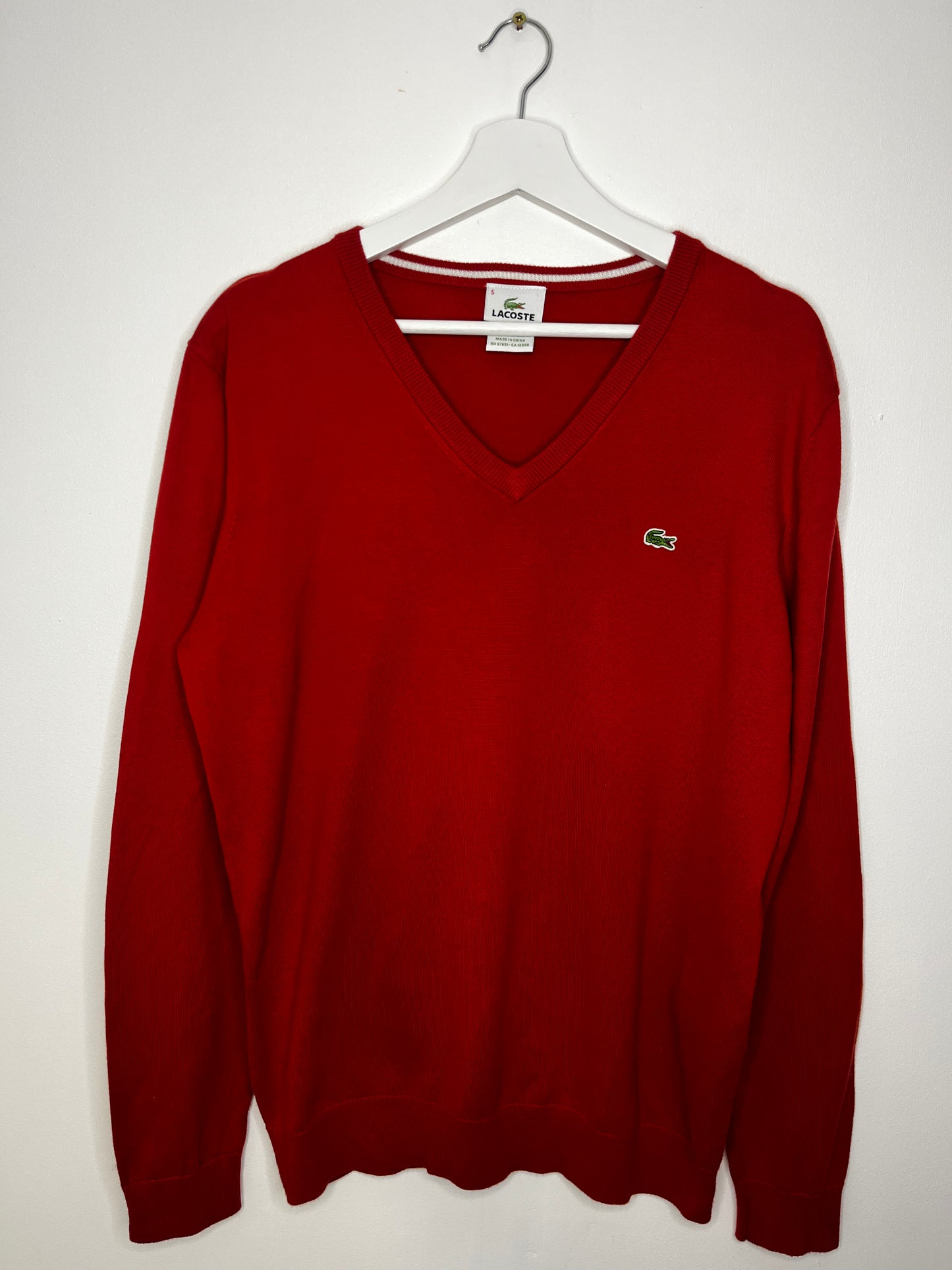 Orange V Neck Lacoste Vintage Light Jumper