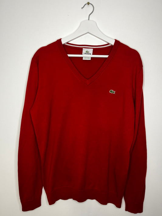 Orange V Neck Lacoste Vintage Light Jumper