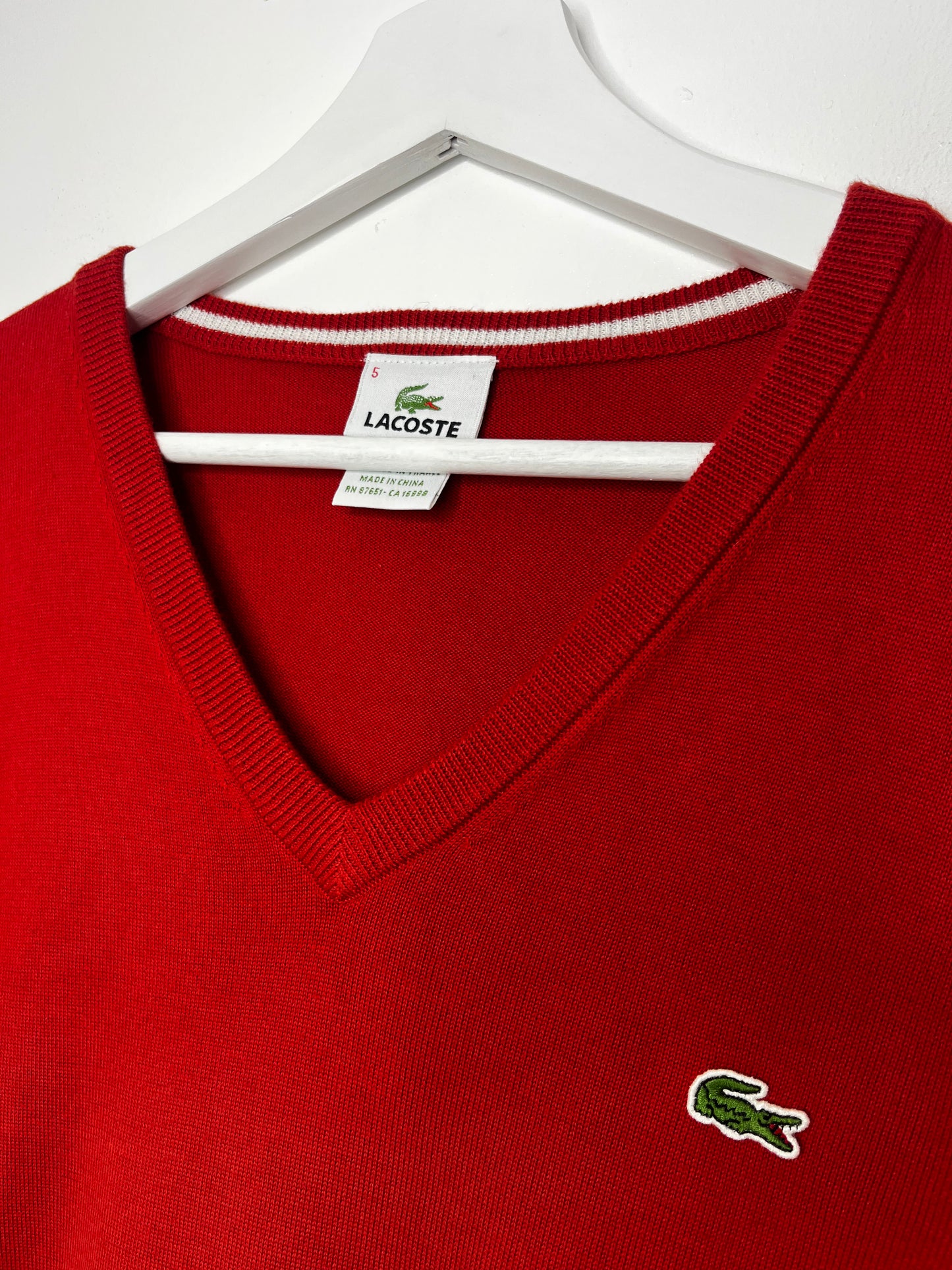 Orange V Neck Lacoste Vintage Light Jumper