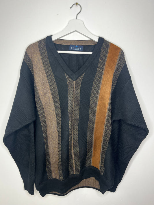 V Neck Large Stripe Vintage Jumper