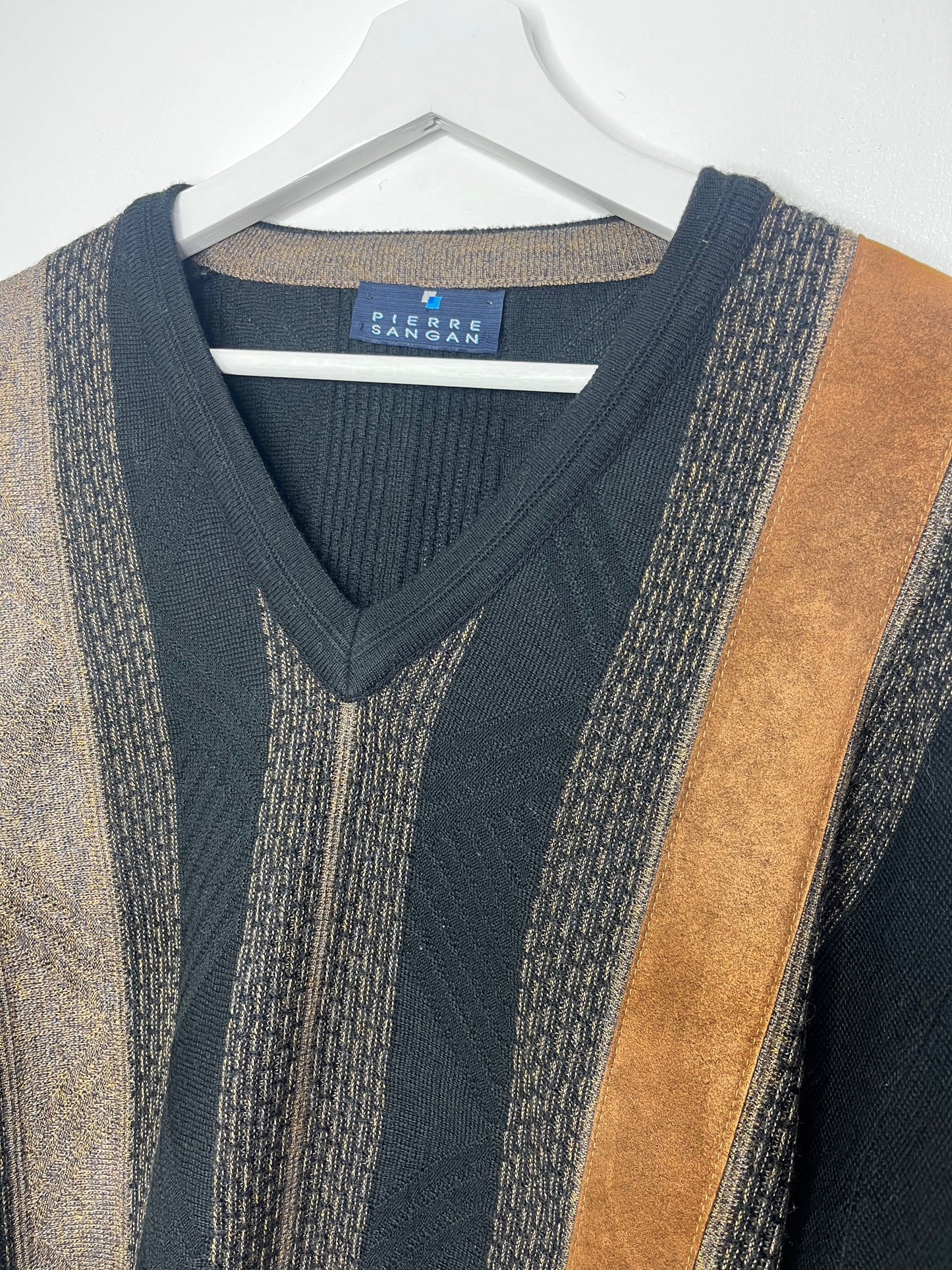 V Neck Large Stripe Vintage Jumper