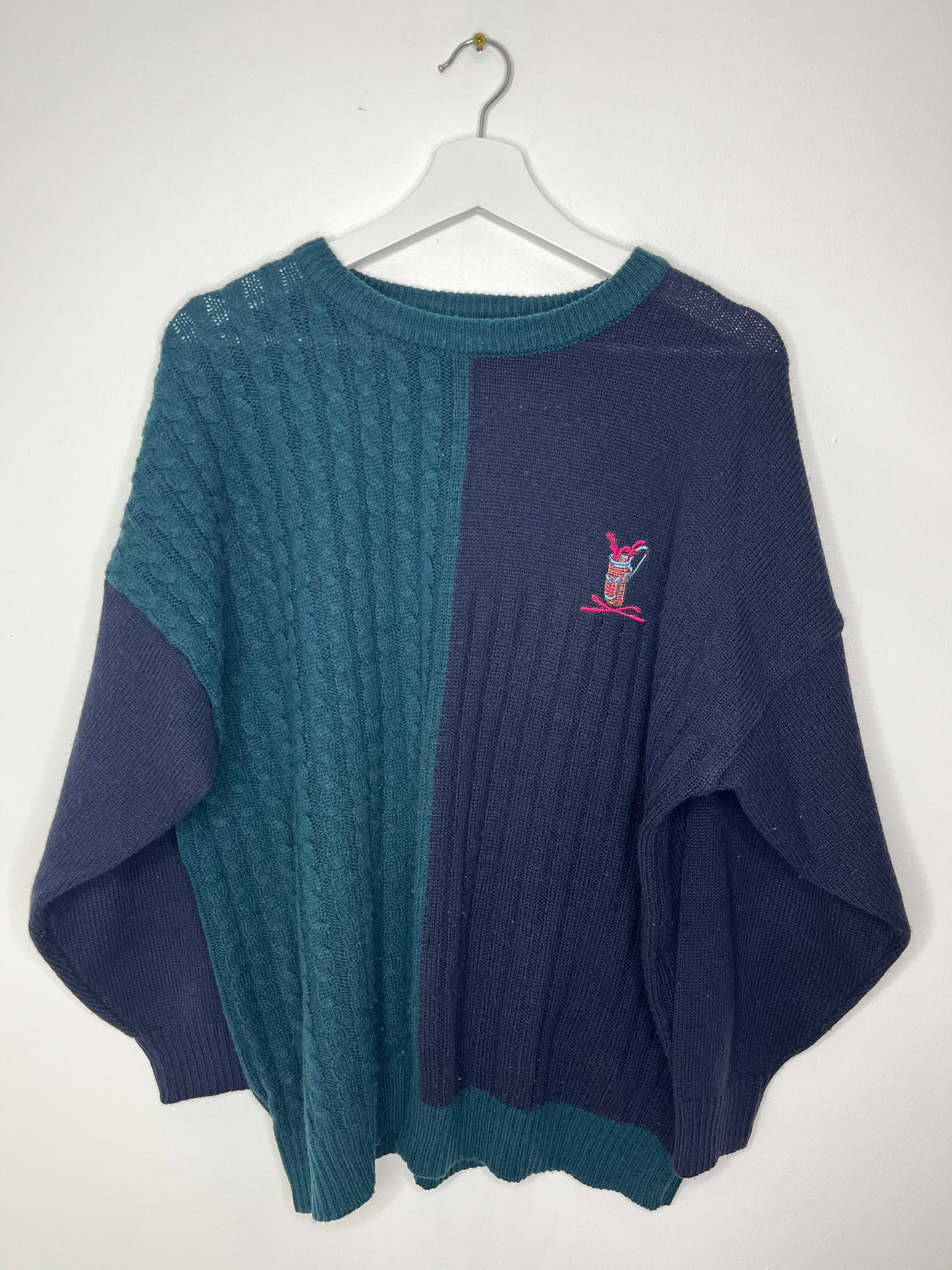 Navy & Green Vintage Golf Jumper