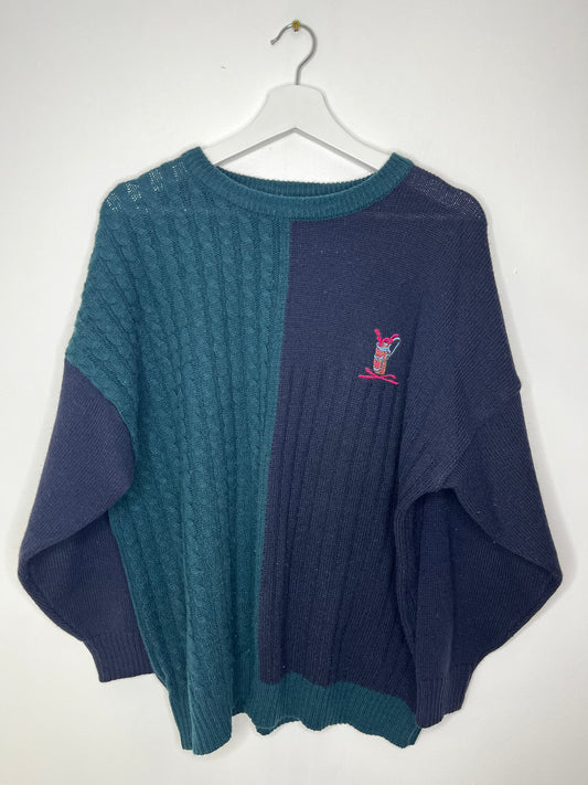 Navy & Green Vintage Golf Jumper