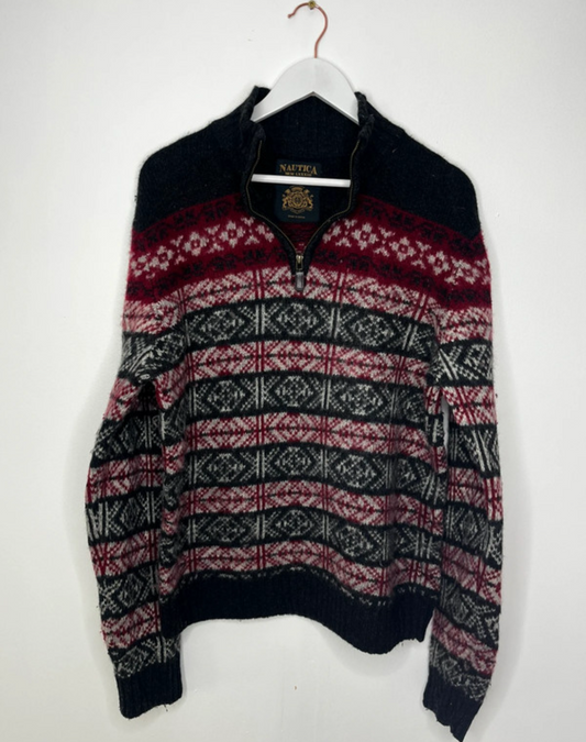 Nautica Quarter Zip Vintage Wool Jumper