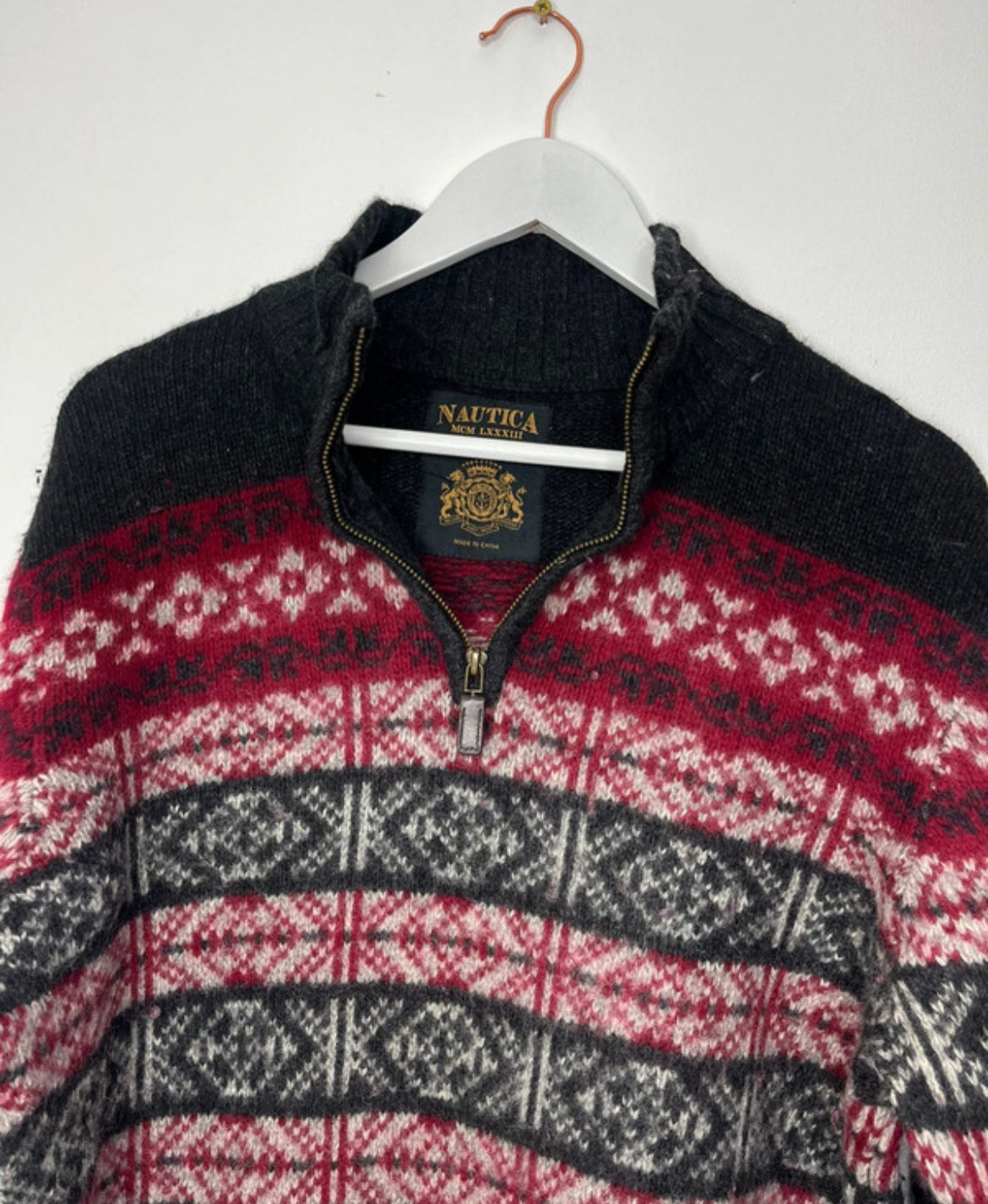 Nautica Quarter Zip Vintage Wool Jumper