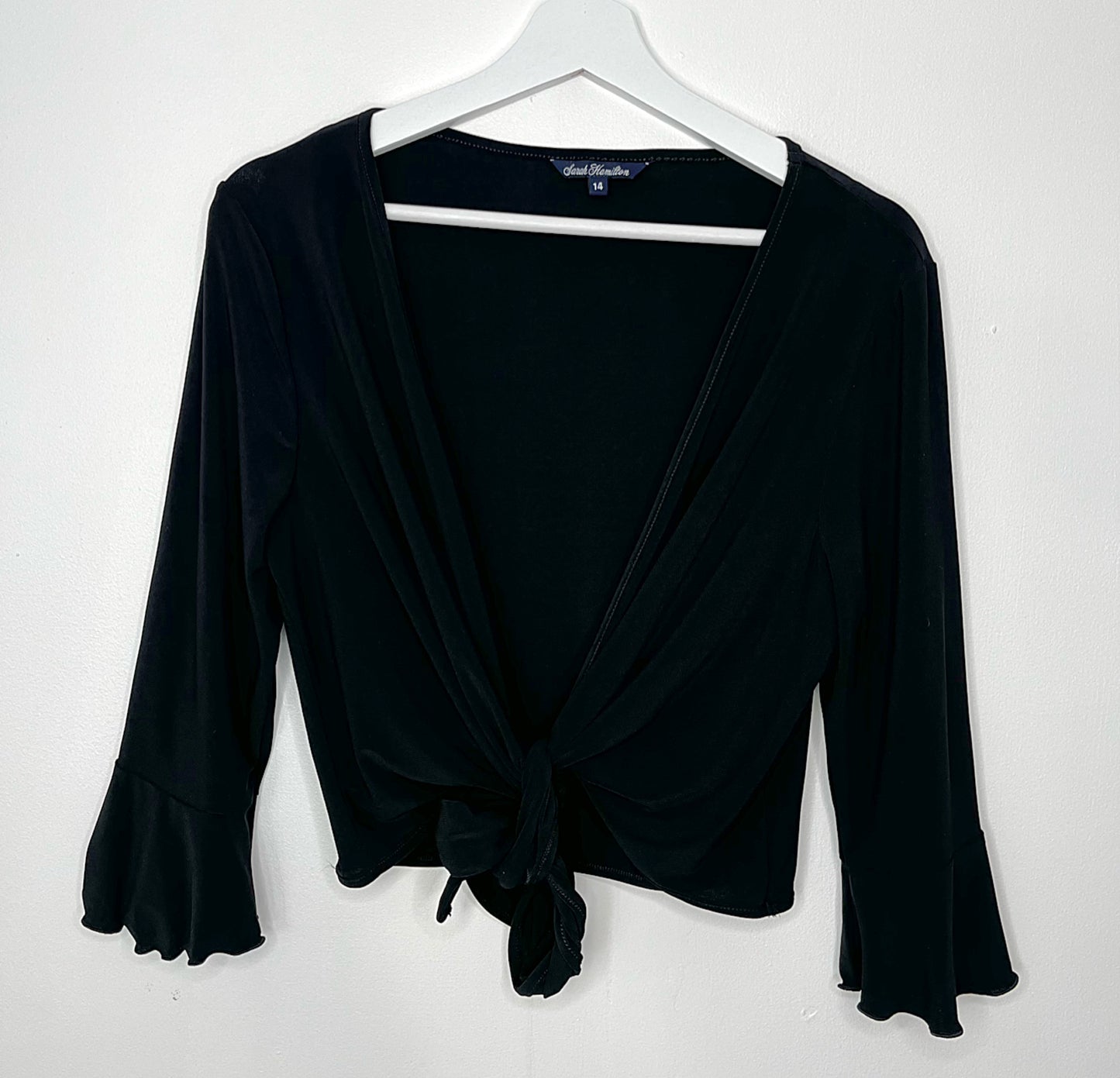 Y2k Black Slinky Tie Cardigan