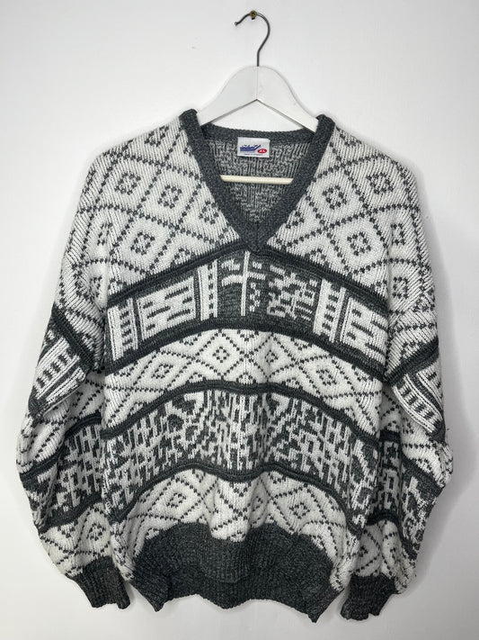 Grey Vintage V Neck Jumper