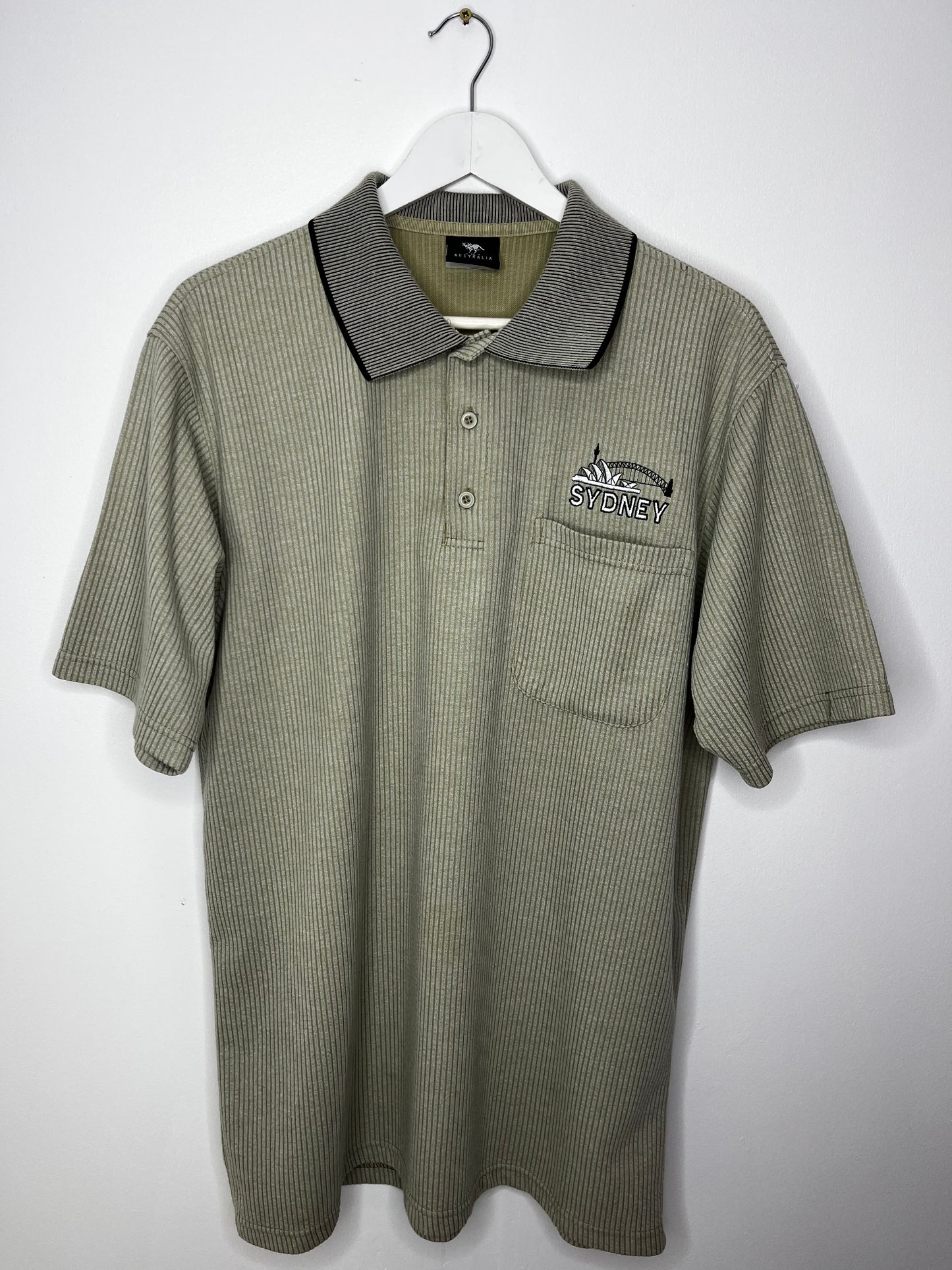 Khaki Ribbed Australia Polo Top
