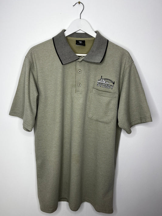 Khaki Ribbed Australia Polo Top