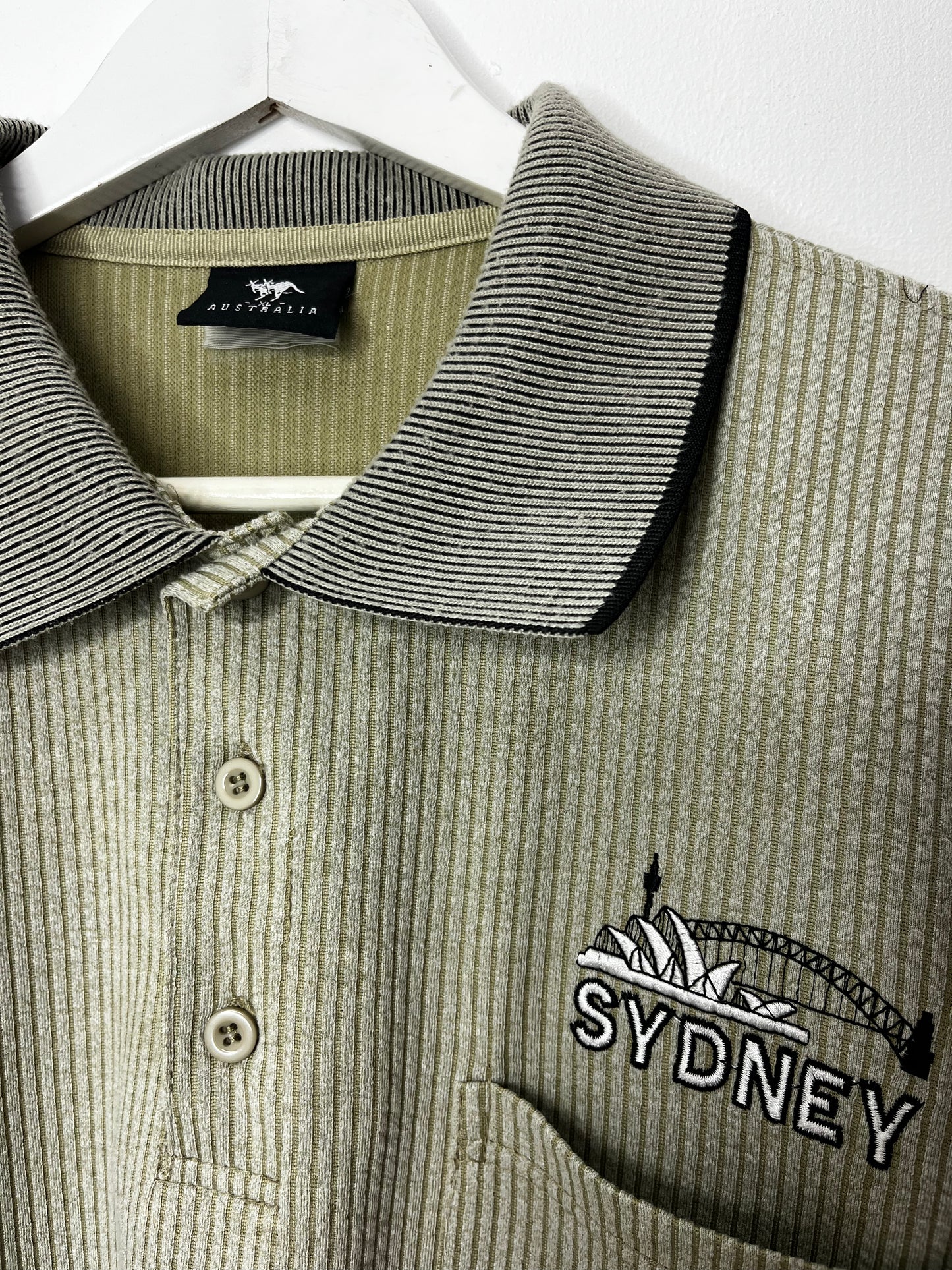 Khaki Ribbed Australia Polo Top