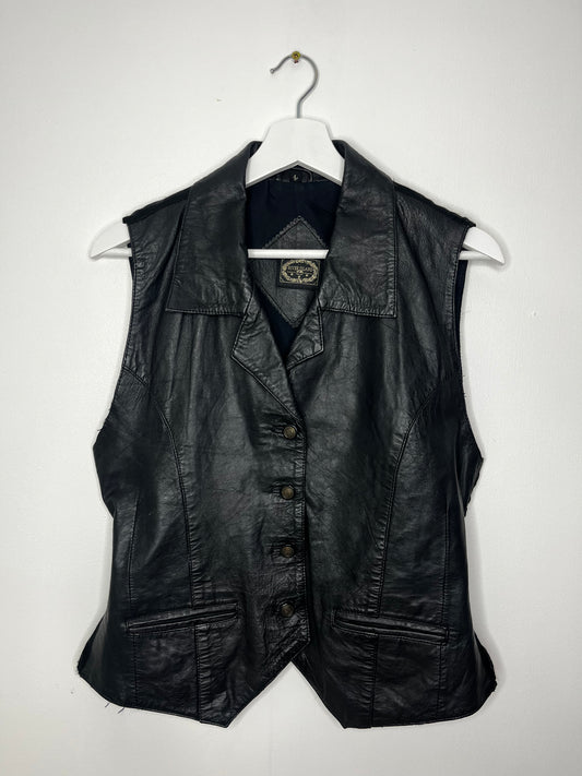 Black Vintage Leather Waistcoat