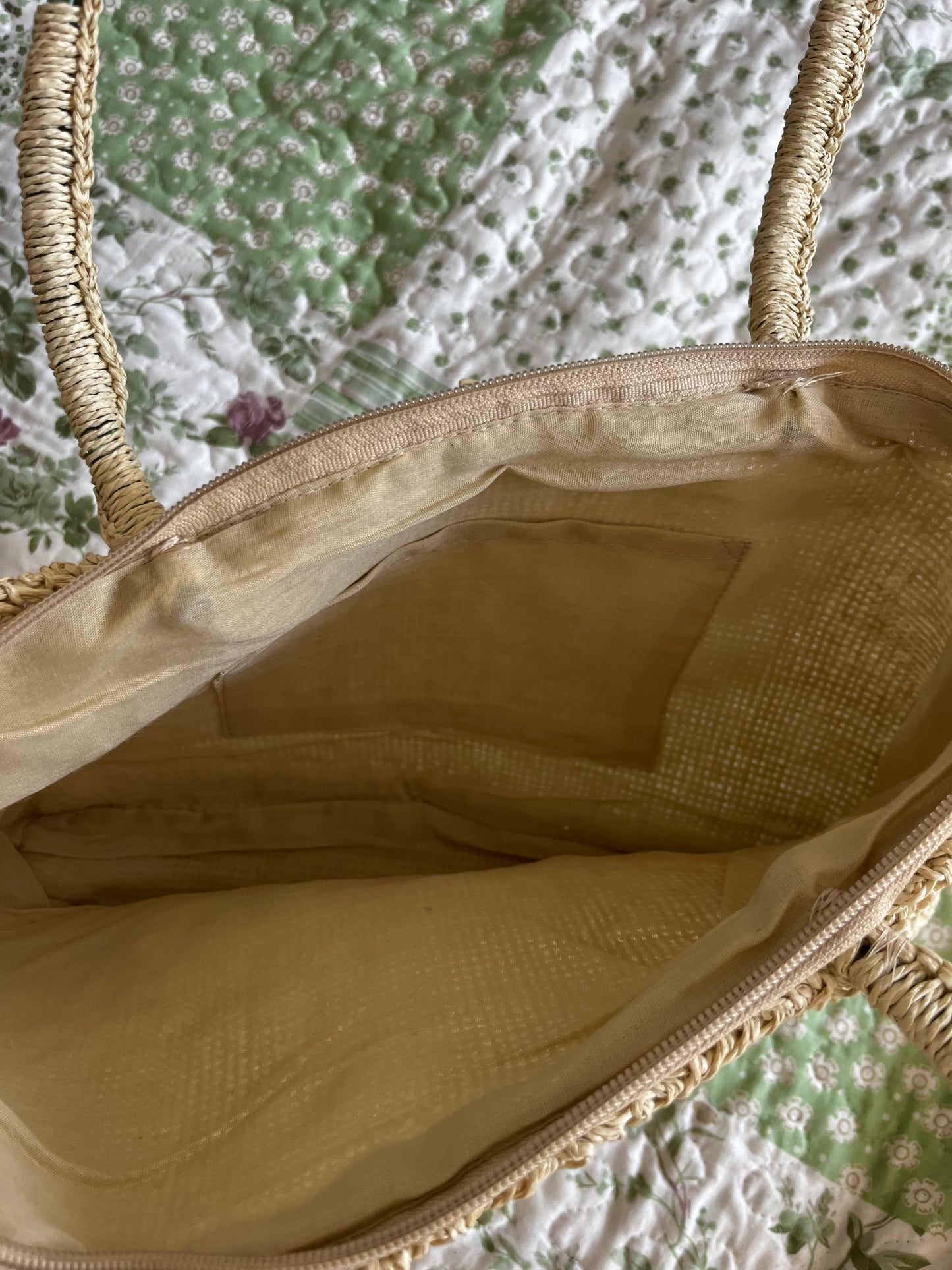 Woven Floral Vintage Beach Bag