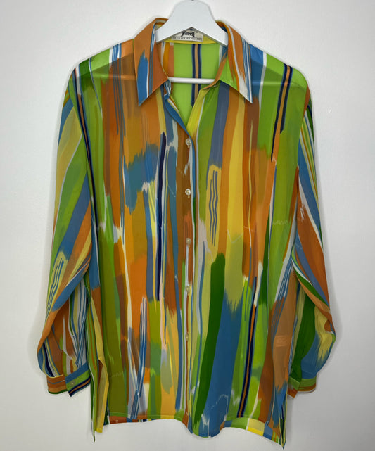 Colourful Semi Sheer Vintage Blouse