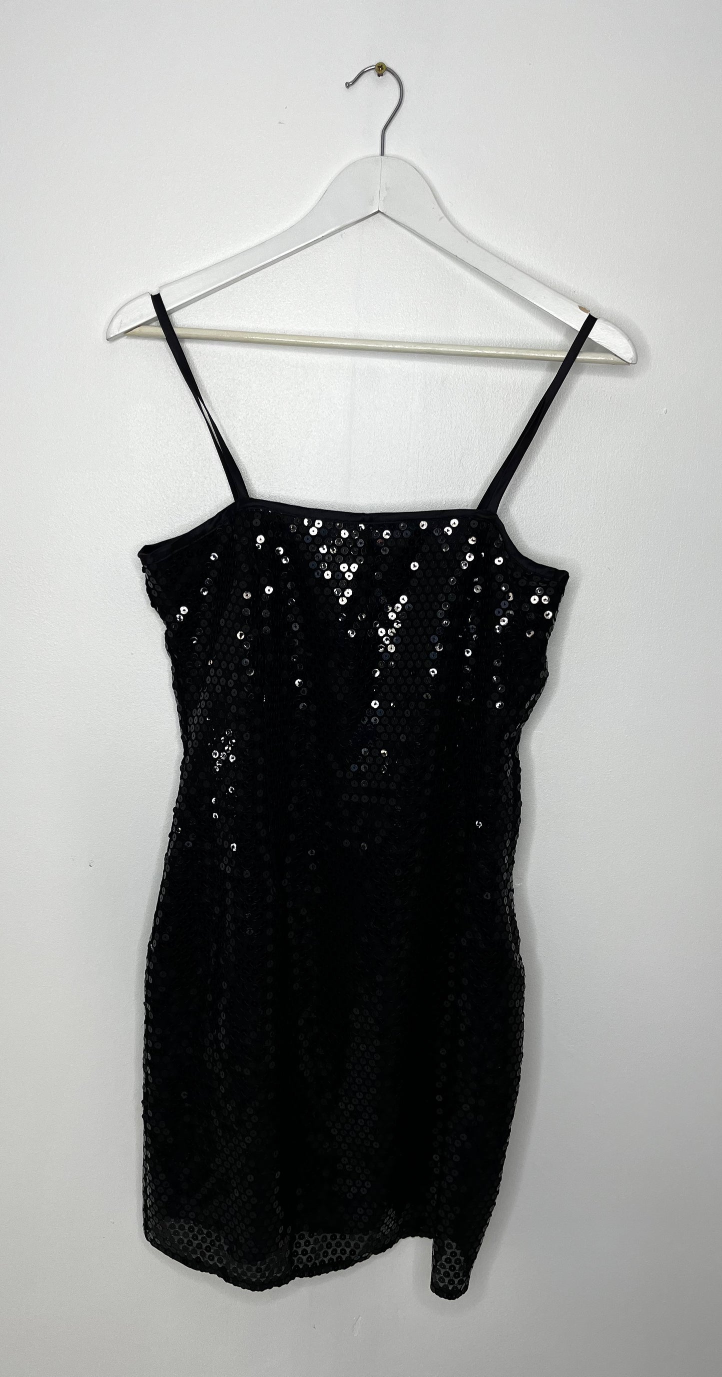 Black Sequin Strap Dress