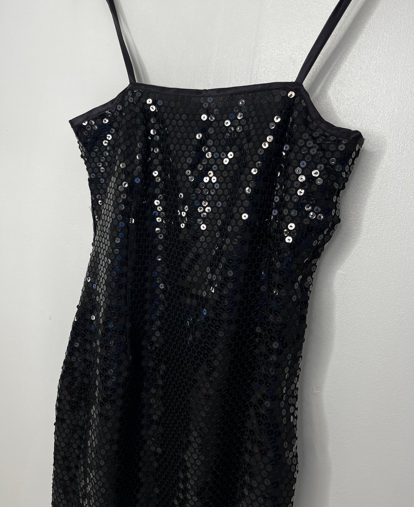 Black Sequin Strap Dress