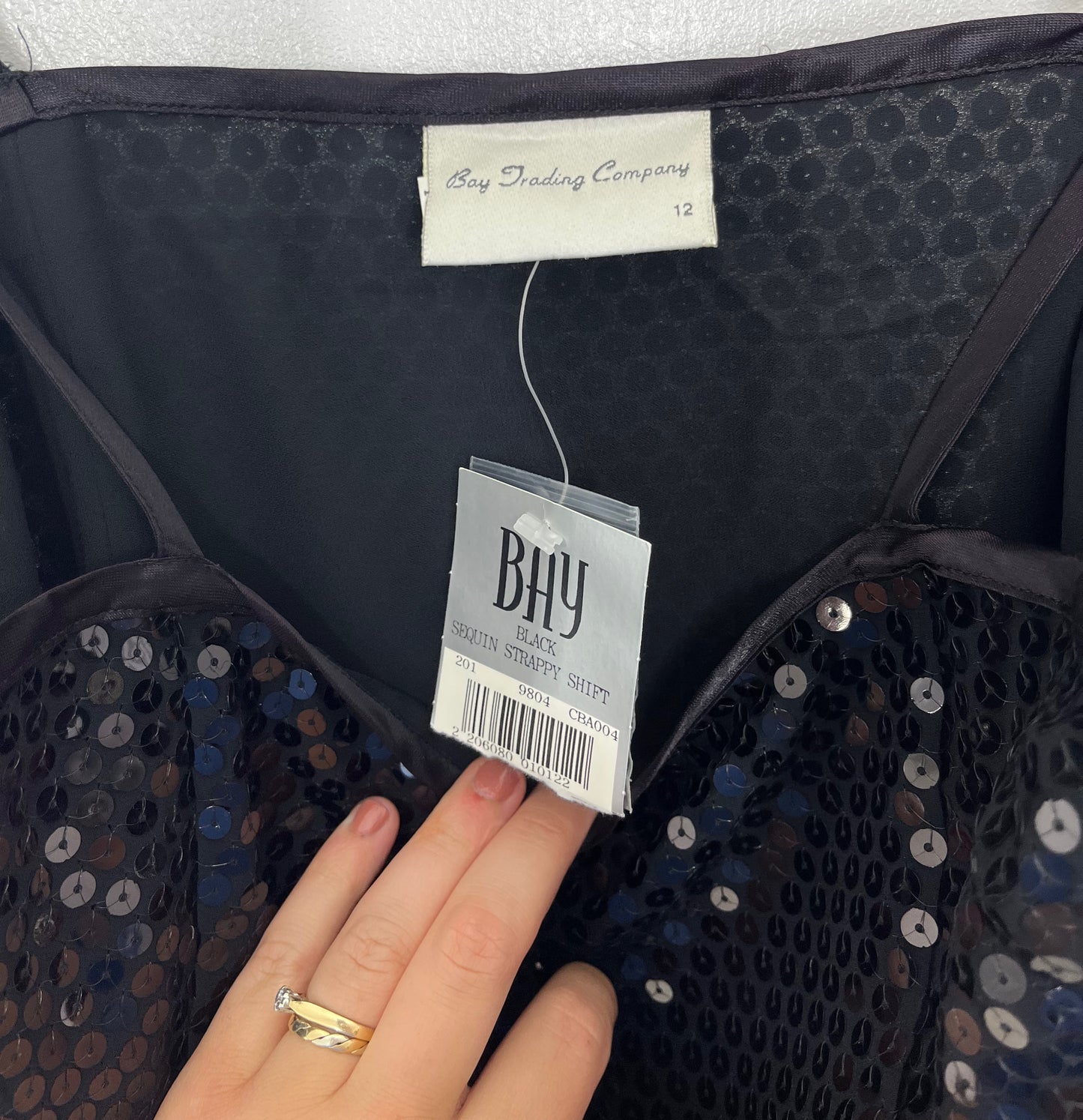Black Sequin Strap Dress