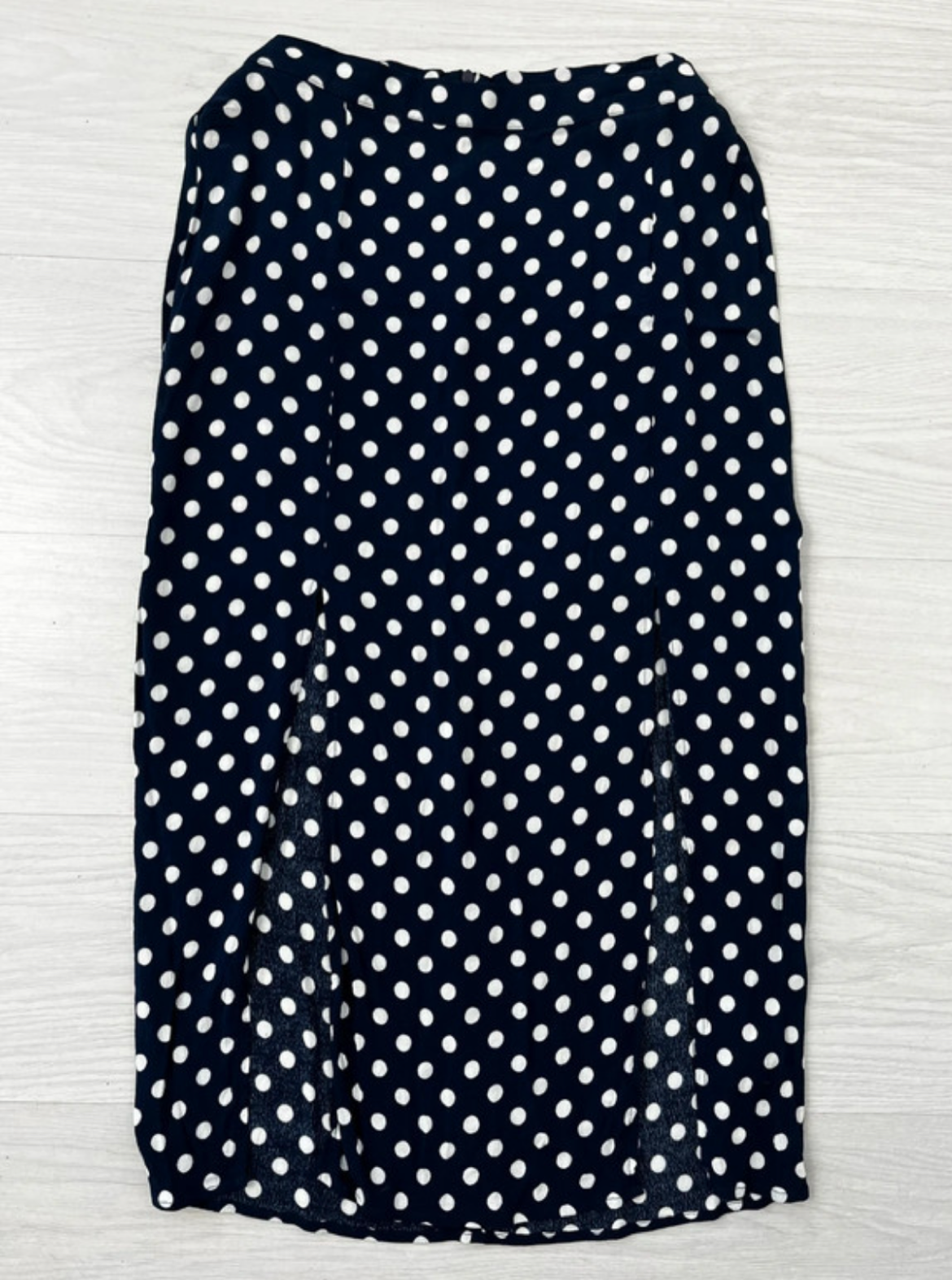 Navy Polka Dot Split Bottom Skirt