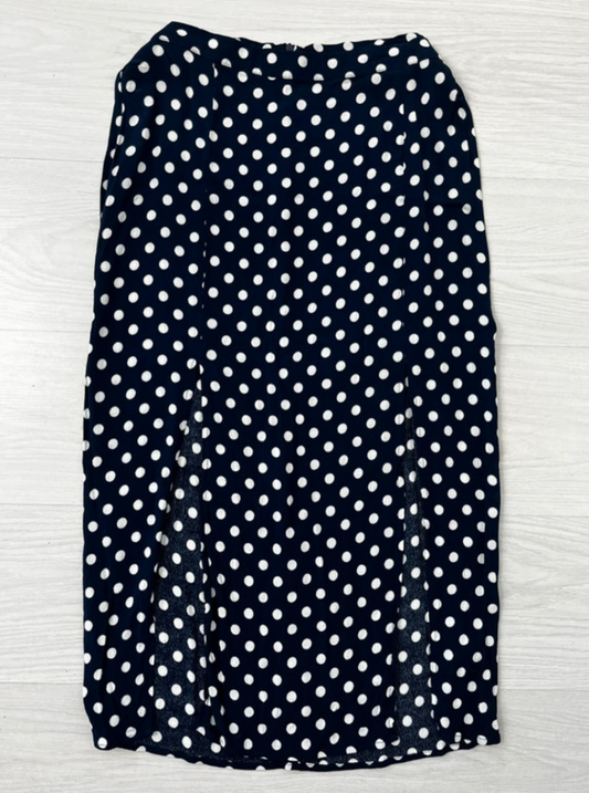 Navy Polka Dot Split Bottom Skirt