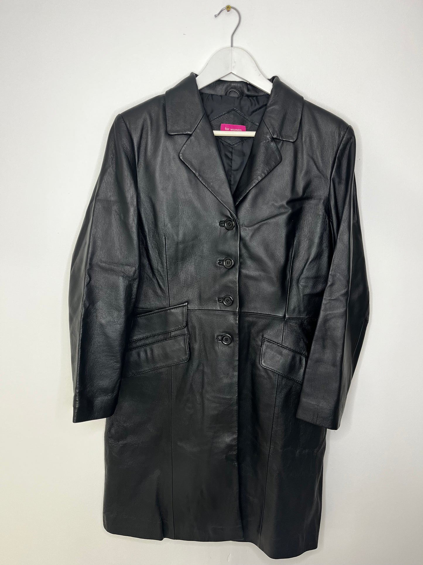Long Vintage Black Leather Jacket