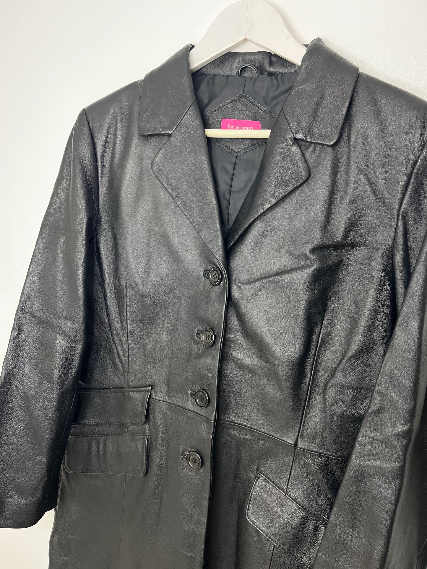 Long Vintage Black Leather Jacket