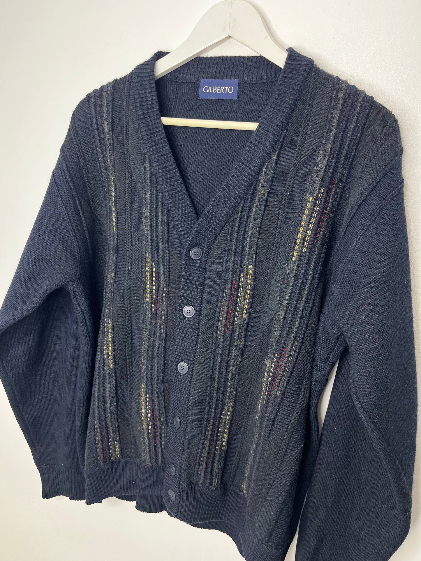 Navy Vintage Patterned Cardigan