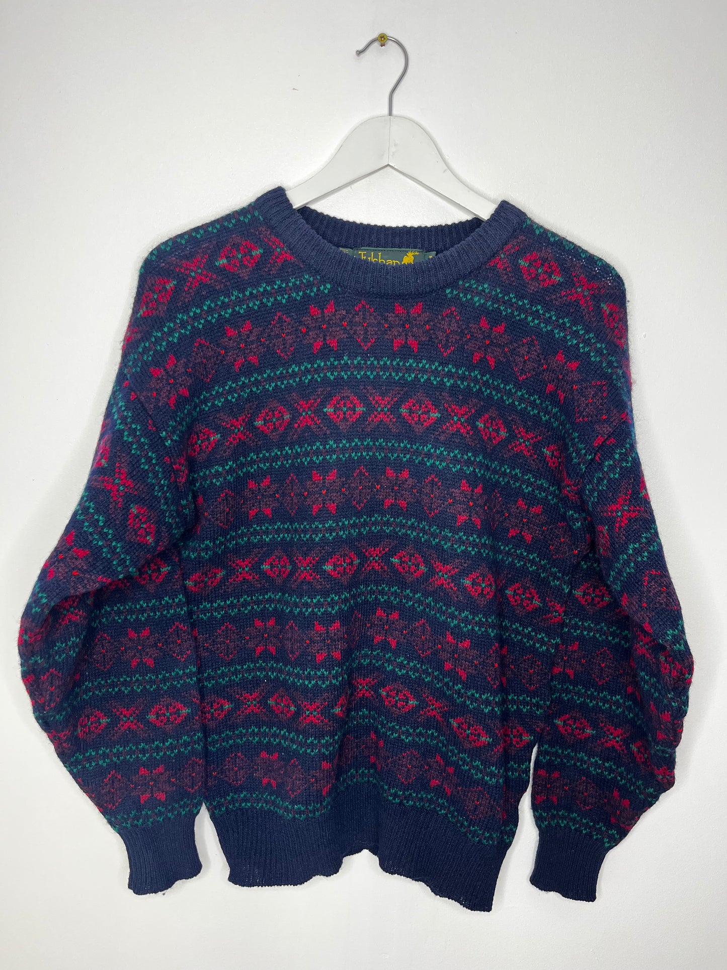 Navy Vintage Tulchan Patterned Jumper