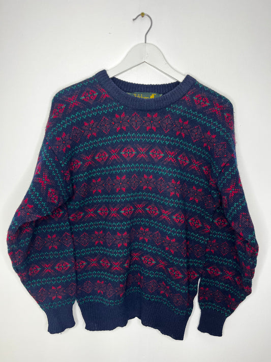 Navy Vintage Tulchan Patterned Jumper