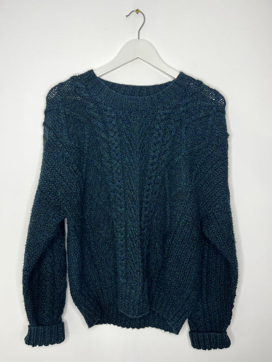 Handmade Green Blue Vintage Knit Jumper