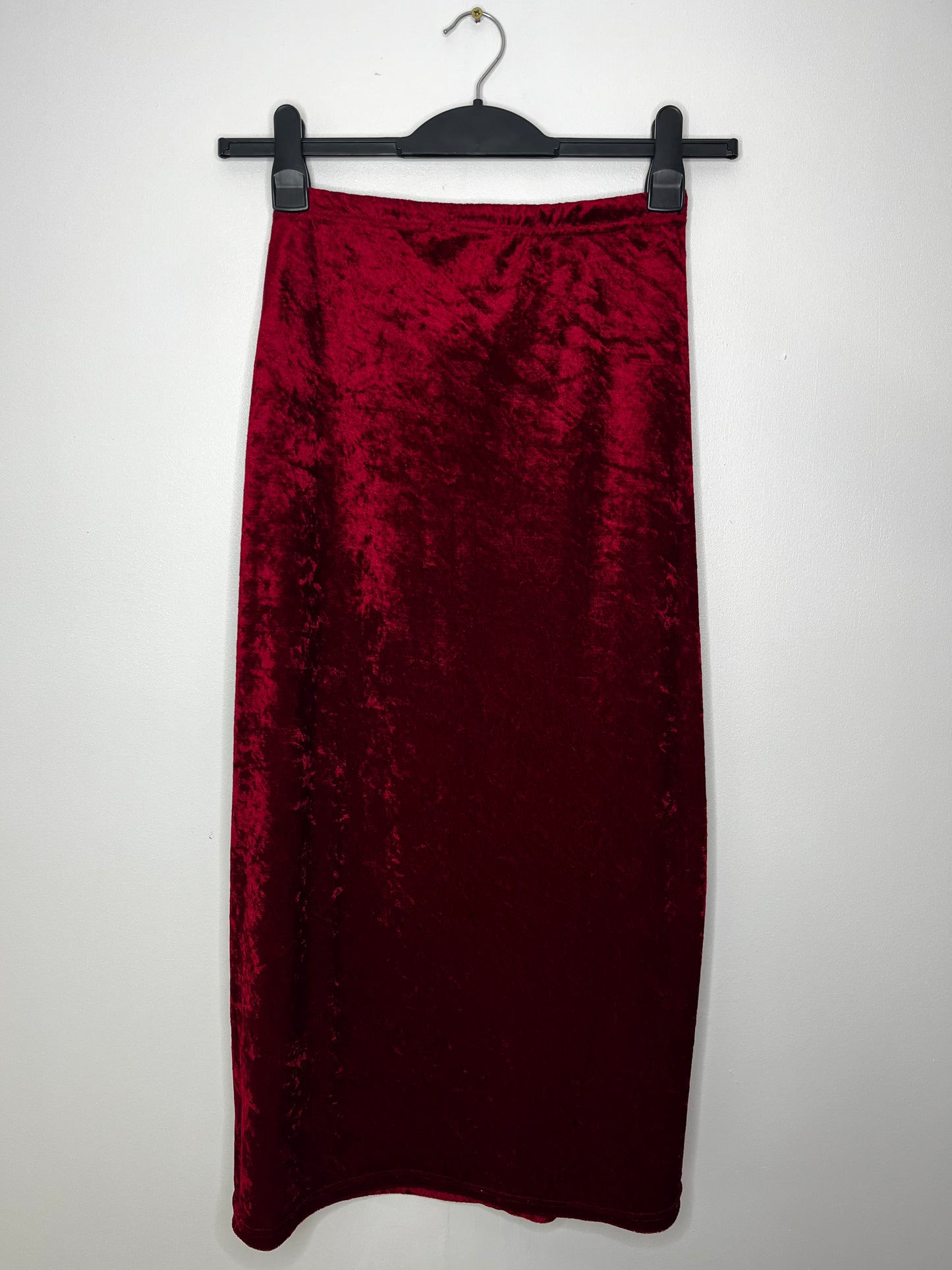 Crushed Velvet Red Vintage Maxi Skirt