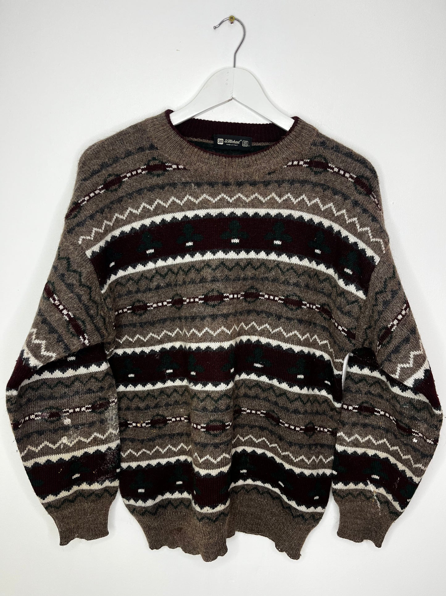 Brown Burgundy True Vintage Patterned Jumper