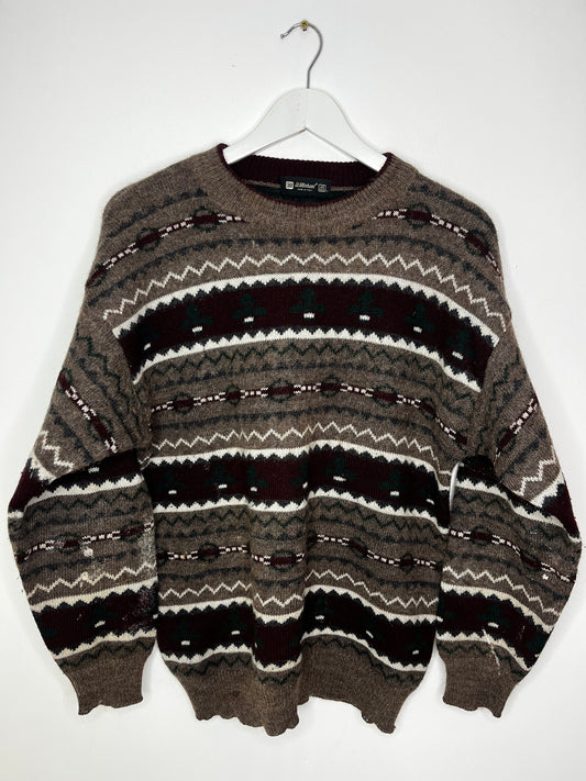 Brown Burgundy True Vintage Patterned Jumper
