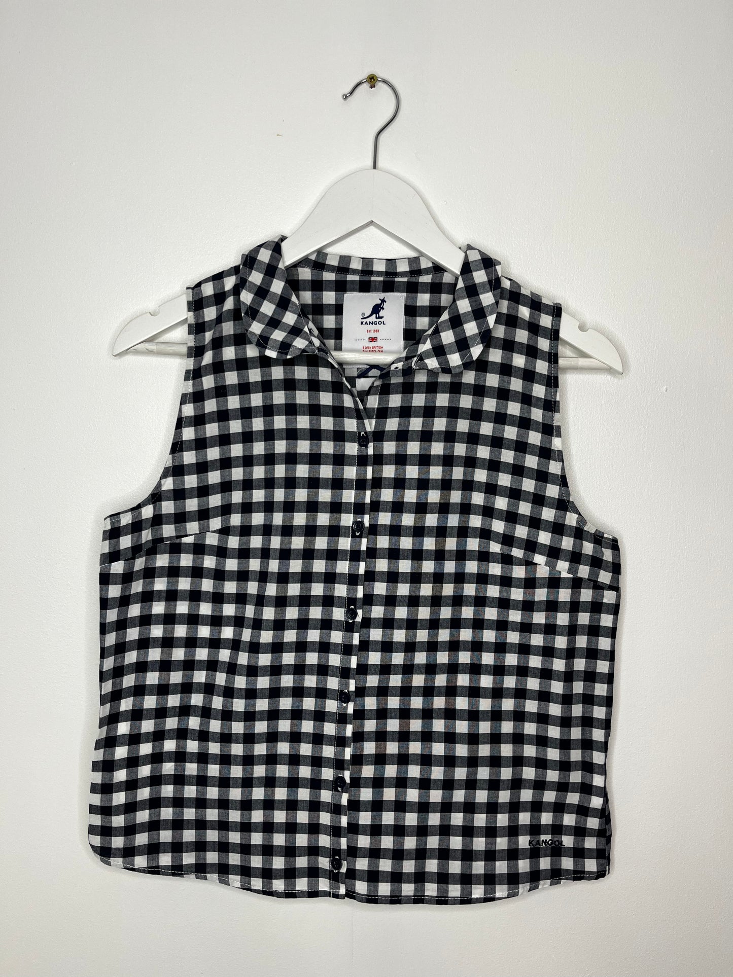 Sleeveless Checked Kangol Vintage Blouse